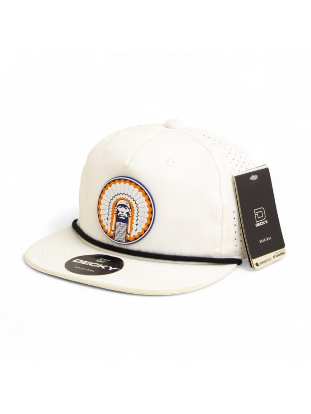 Illinois Fighting Illini Chief Illiniwek 3D Perforated Rope Hat- White/ Black
